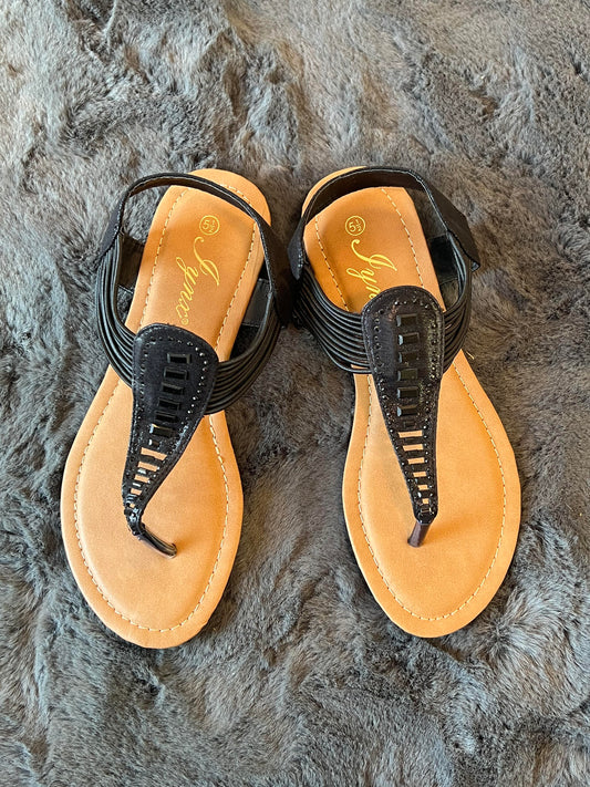 Black Fixed Back Sandals Aloe 7